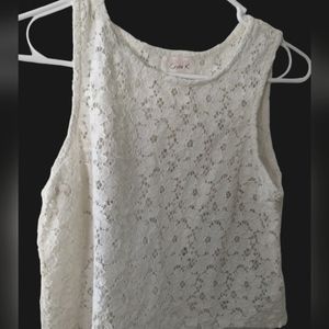 Crystal K White Lace Top